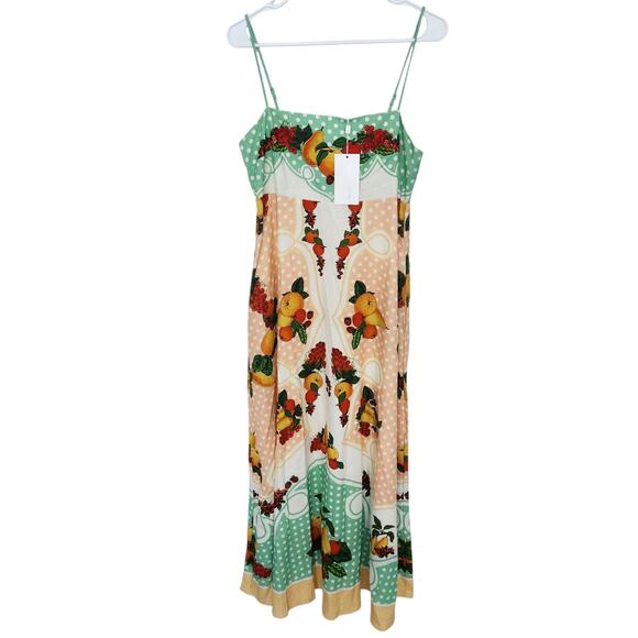 Caroline Constas Fruit Print Linen Blend Maxi Dress M Cottagecore Farmhouse Chic - Picture 2 of 9